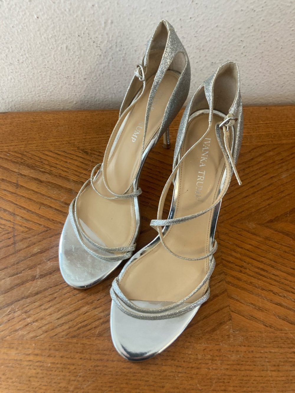 IVANKA TRUMP Silver Sparkly Heels Size 8M
